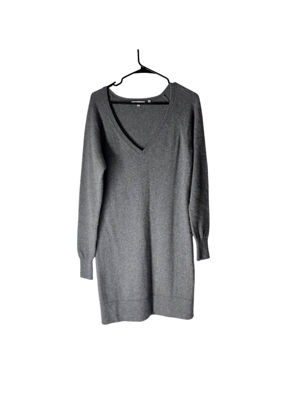 Vince Gray Pure Cashmere Long Sleeve Vneck Sweater Dress Womens Medium